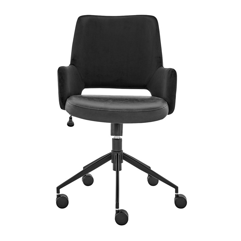 Ludovick Task Chair, Black Faux Leather, Black