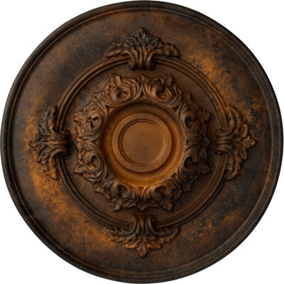 Endurathane Monique Ceiling Medallion, 13 3/4"OD x 1"P (Fits Canopies up to 3 3/4"), Hand-Painted Rust Finish