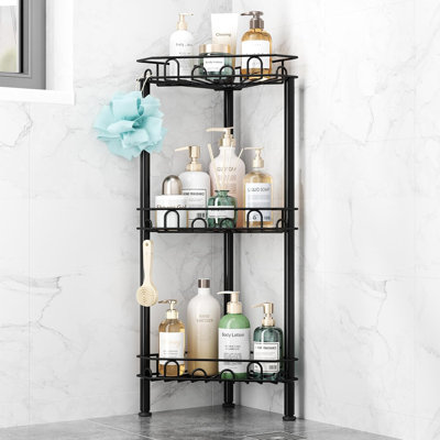 3‑Tier Standing Corner Shower Caddy, Stainless Steel Shower Organizer Shelf, Rustproof Corner Shelves Stand Rack