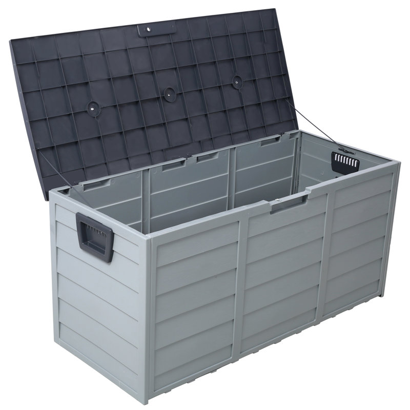 All Weather Uv Pool Deck Box Storage Shed Bin Backyard Patio Outdoor W/ Wheel,75 Gallon Resin Deck Box-Organization And Storage For Patio Furniture Outdoor Cushions,Garden Tools And Pool Toys