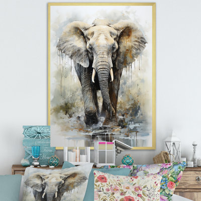 Éléphant élégant en mouvement I sur toile
