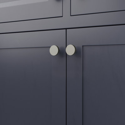 Poignée ronde Heritage Designs - Bouton d'armoire en nickel satiné de 1 3/16 po de diamètre - Quincaillerie contemporaine pour tiroirs et armoires