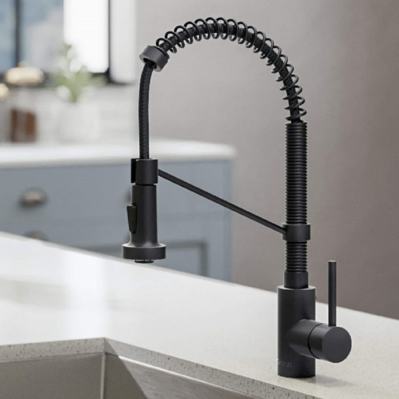 KRAUS Bolden Commercial Style 2-Function Single Handle Pull Down Kitchen Faucet, Matte Black
