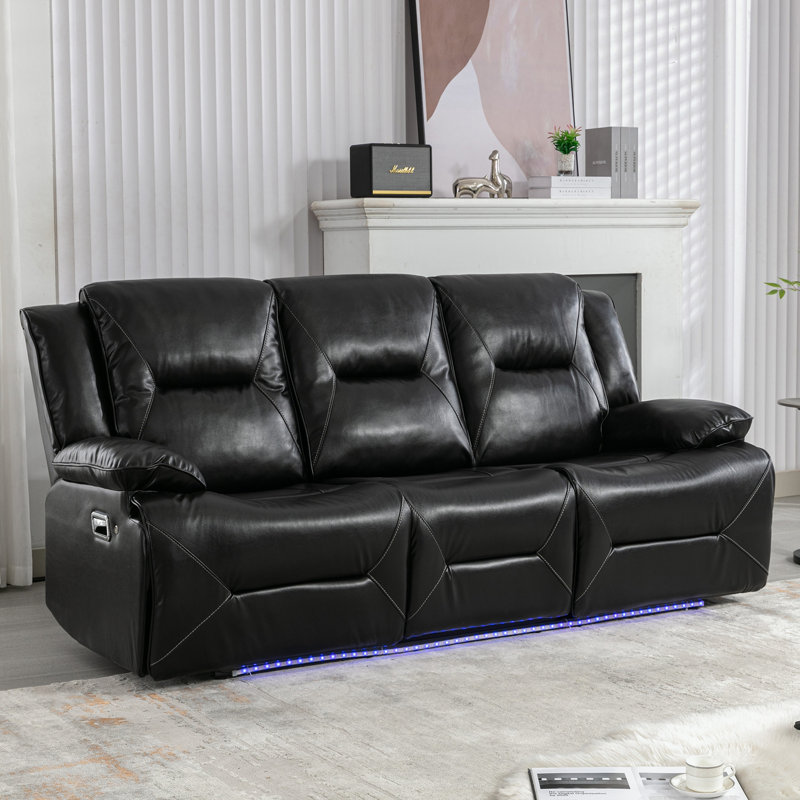 Beaucanton Upholstered 82.2'' Reclining Sofa, Black