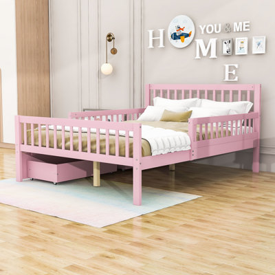 Aytan Wood Platform Bed with Two Storage Drawers and Headboard