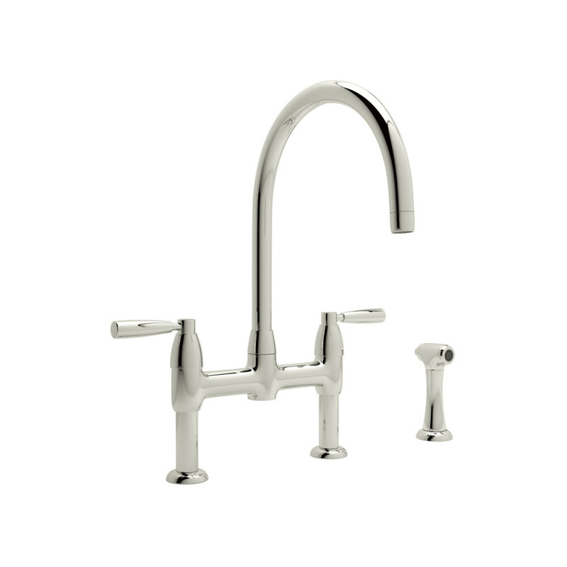Holborn Double Handle Kitchen Faucet, Unlacquered Brass, Lever