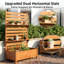 Cloison d'intimité d'extérieur avec jardinière, H 72,8 po x l 26 po x P 41,3 po, cloison de patio autoportante en bois massif avec tablette à 2 niveaux, brun clair-132400911-132400910