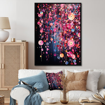 Pink And Black Charming Spring Flowers - Botanicals Wall Art