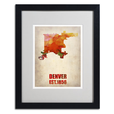 « denver aquarelle map », reproduction d’impression sur toile encadrée