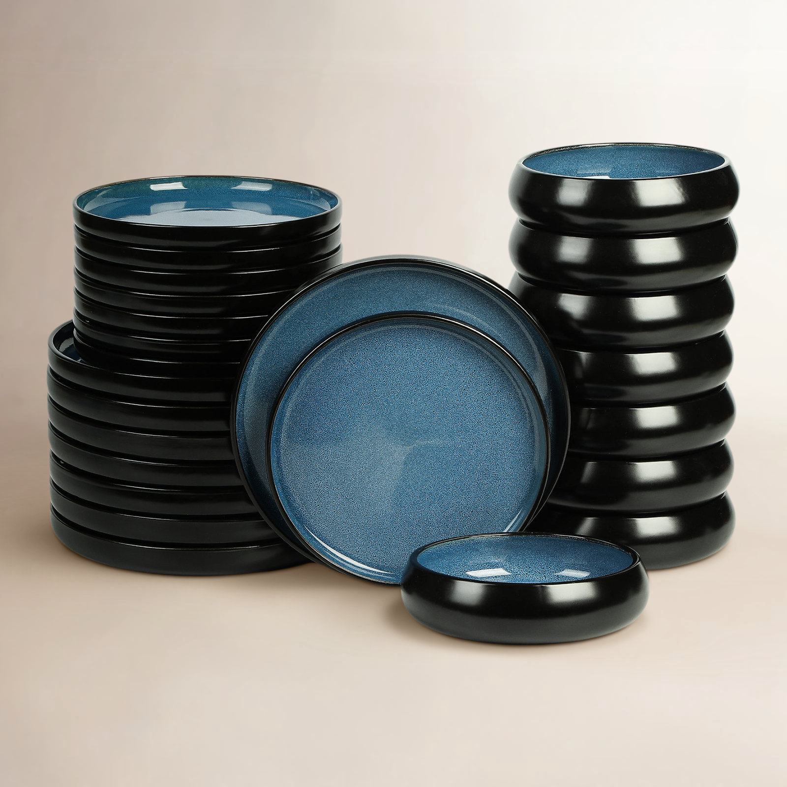 Lagoon Stoneware Dinnerware Set, Blue
