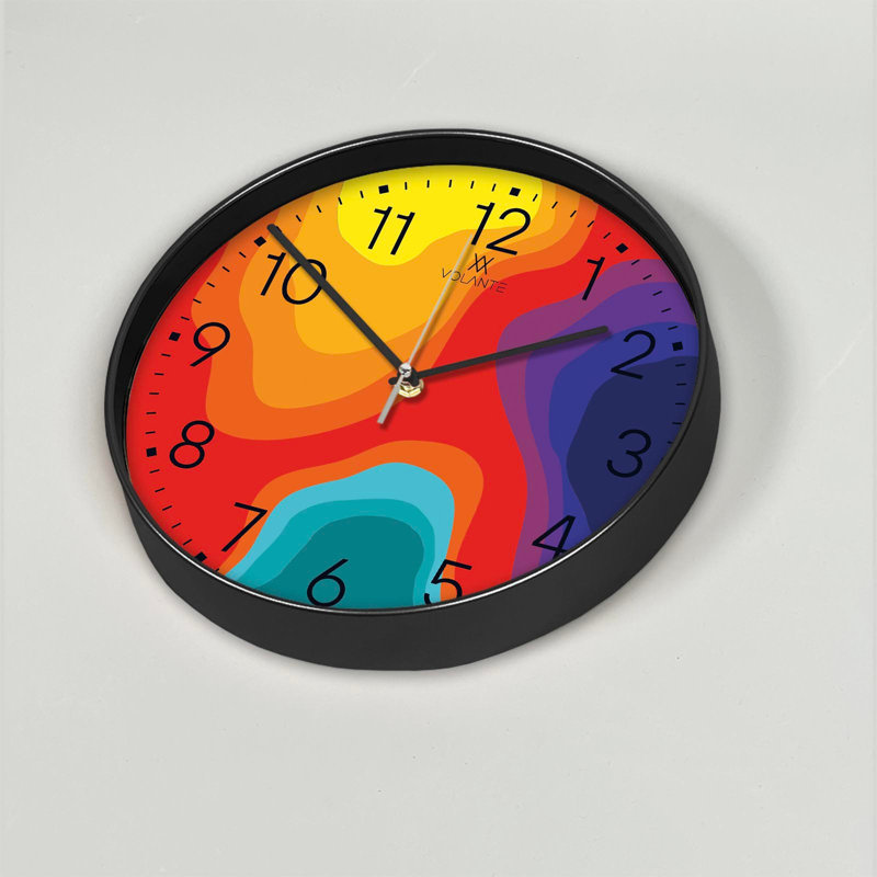 Cobleskill Elegant Decorative Wall Clock, 12 in Diameter, 1.8 in Thick | 100% Plastic Frame, Real Glass Cover | Perfect for Home Décor, Living Room, and Office | Stylish Timepiece with Modern Design