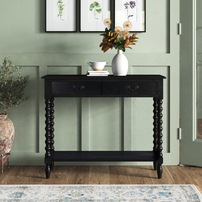 Stylish Toulonne 35.5" Hallway Console Table with Fixed Handles Neutral Wooden Accent Table for Room