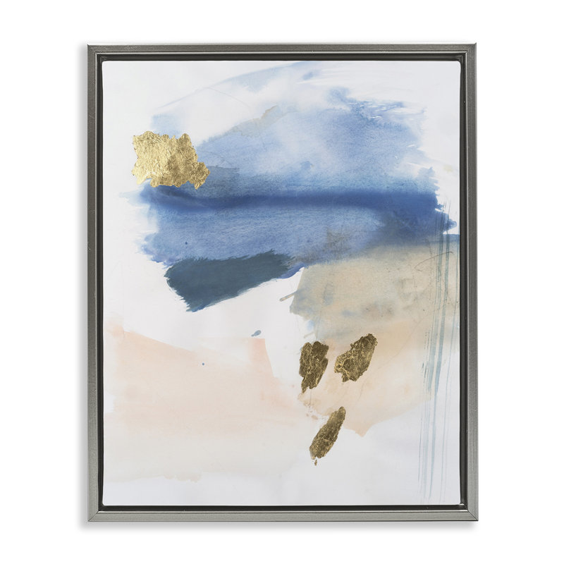 «Blue & Blush Ombre Floater» par Victoria Barnes, Cadre flottant gris lustré, H 31 po x l 25 po x P 1,7 po