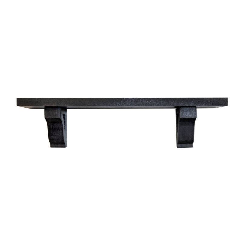Rayne Shelves/W Corbels, 6" H x 14" W x 4.5" D, Black