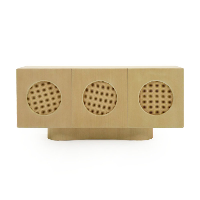 Buffet Noe Aky, 3 portes avec portes en rotin, brun, 70 pouces