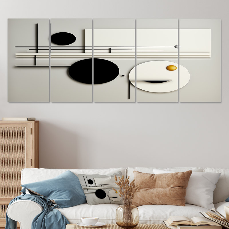 Ensemble de 5 décorations géométriques géométriques «Balance I» - Minimalisme, H 28 po x l 60 po