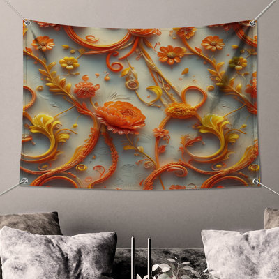 Vibrant Floral Arrangement Wall Tapestry - Ornate Flowers Wall Decor