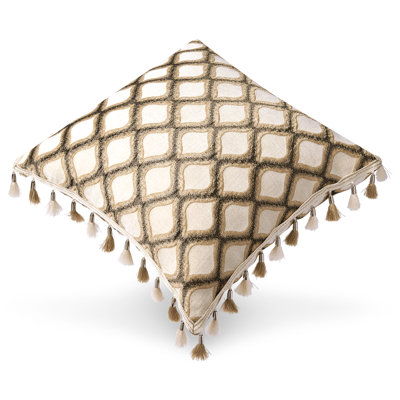 Africa Trimmed Synthetic Throw Square Pillow Cover & Insert