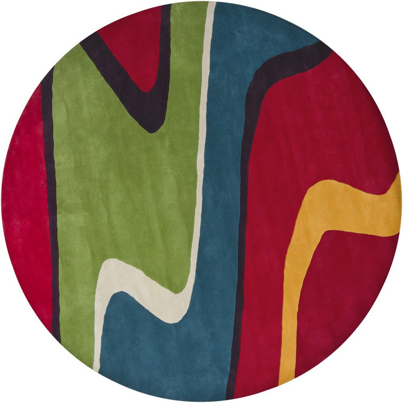 Tapis d'intérieur en laine Stickel, Rond 7 pi 9 po