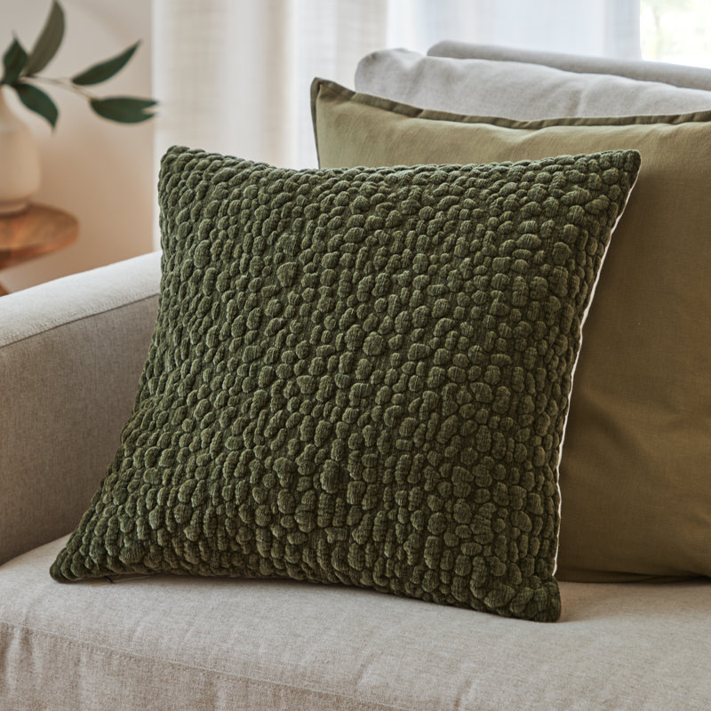 Pebble Chenille Cushion, Polyester, Green