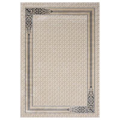 Tapis contemporain moderne à bordure abstraite 9 x 12 pour tapis de salon