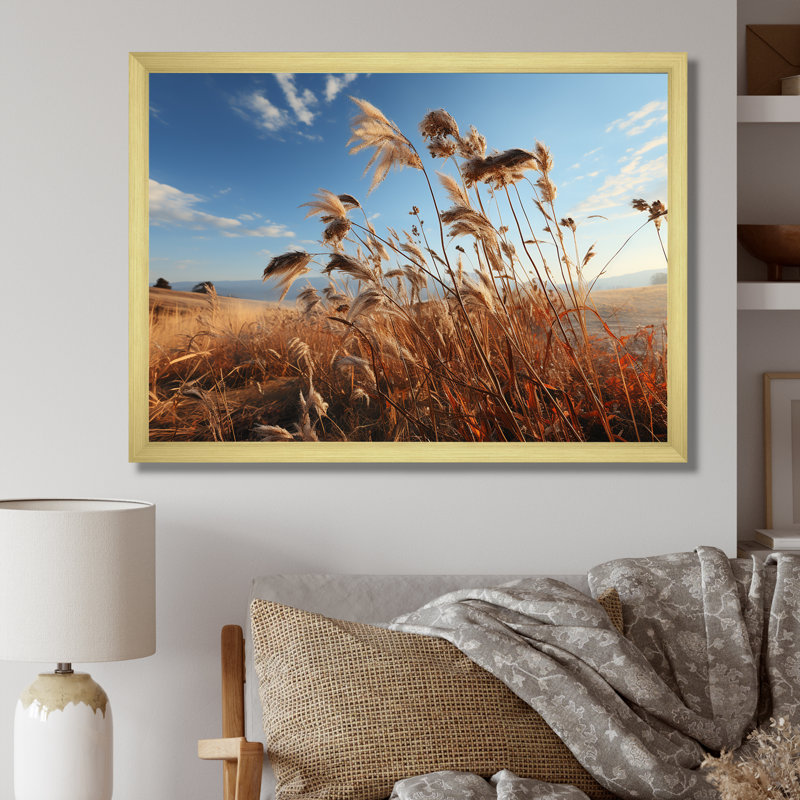 Paysage de prairie sur toile, H 16 po x l 32 po x P 1 po, Cadre doré simple