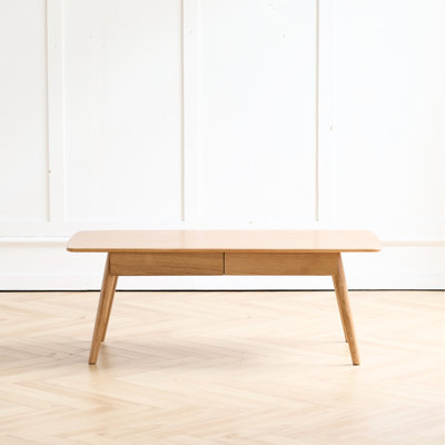 Natural Solid Wood Desk Coffee Table, 100X50x45cm, Strong And 100% With Drawers, Charm
