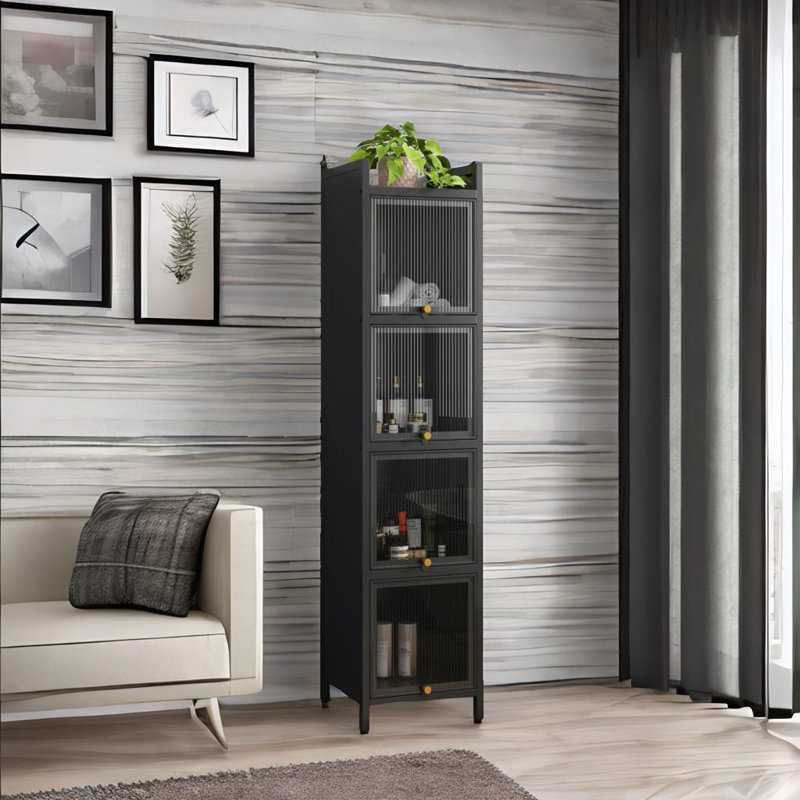 Four-tier Glass Door Cabinet, Green