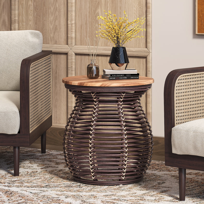 Bechtel Solid Wood Top End Table, Paloma Brown