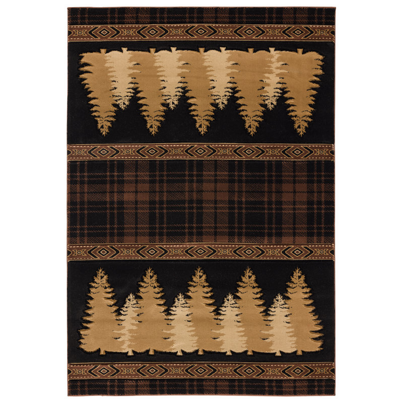 Tapis brun à carreaux Embry, Rectangle 2 pi 7 po x 4 pi 2 po