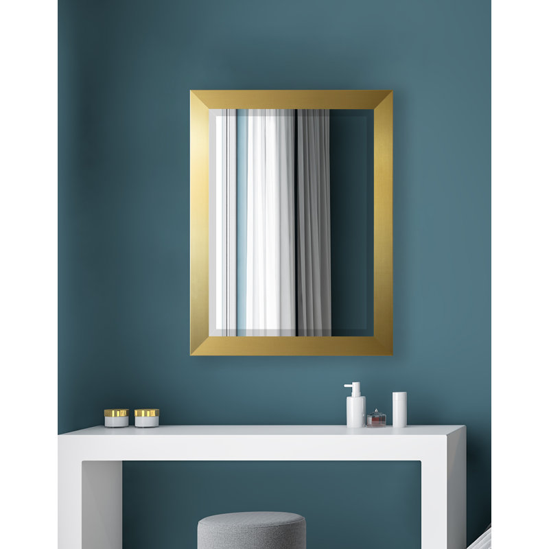 Miroir biseauté moderne / contemporain Ungar, 35,5 po x 23,5 po, Doré