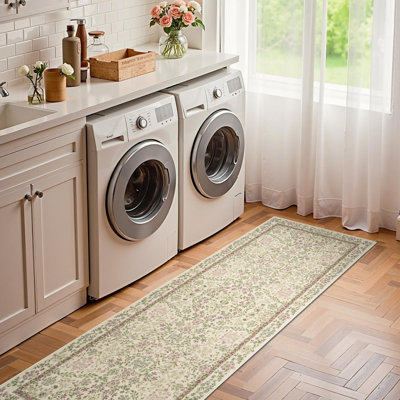 Floral Machine Washable Area Rug