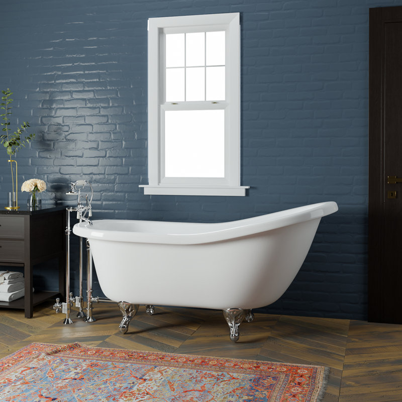 67'' x 29.5'' Soaking Acrylic Bathtub, Polished Chrome