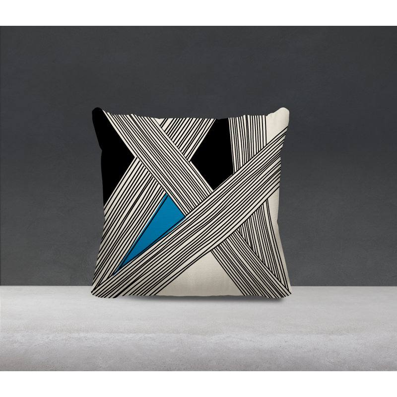 Cassie Abstract Outdoor Reversible Throw Pillow, Turquoise/Cream/Black, 19"H x 19"W