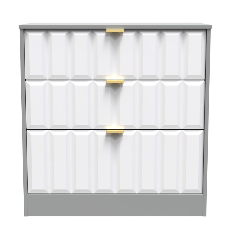 Besian 77cm W 3 - Drawer Chest of Drawers, White Matt/Dusk Grey