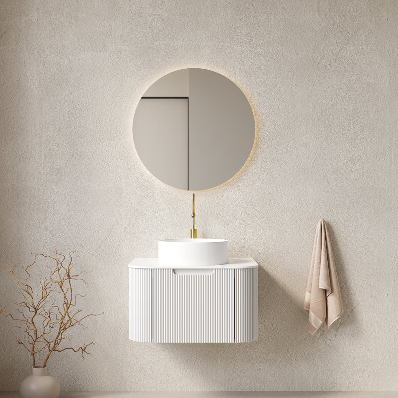 Single Wall Mounted Bathroom Vanity Set,White, White, 24"
