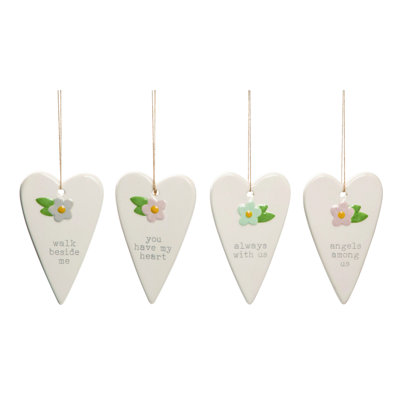  Ceramic Hanging Faith Heart Decor Set of 4 Spring Home Decorations