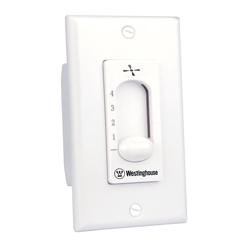 Westinghouse 7787200 Single Slide 4-Speed Ceiling Fan Wall Control, White