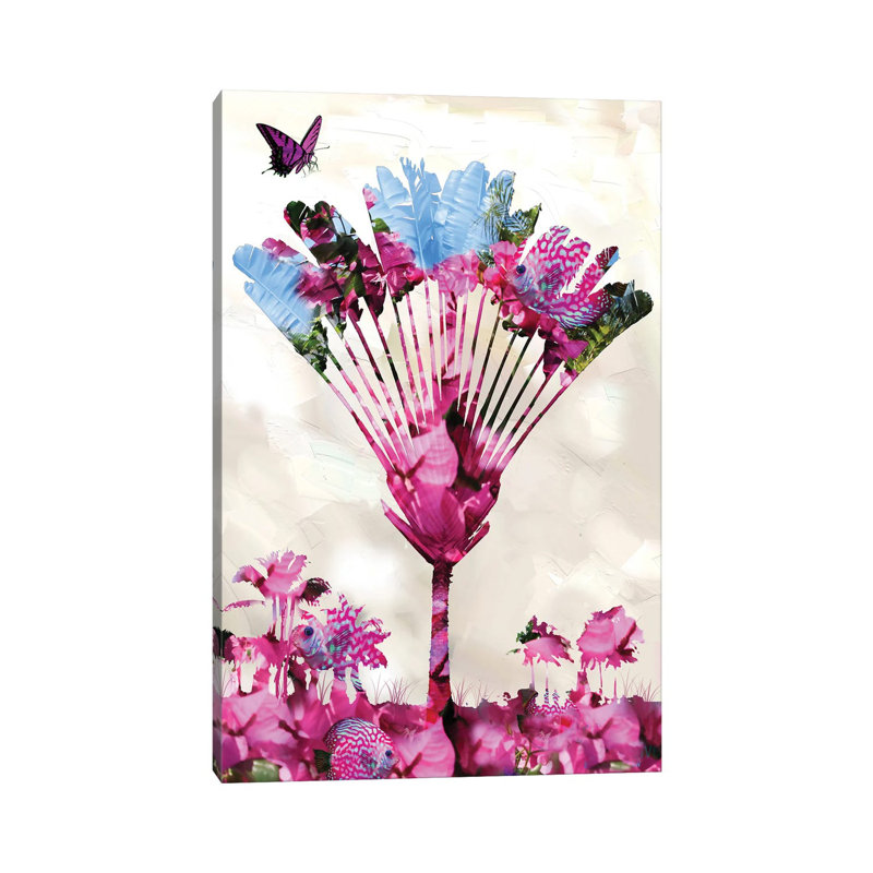 Pink In Palm by David Loblaw - Wrapped Canvas Painting, 20.32 cm H x 30.48 cm W