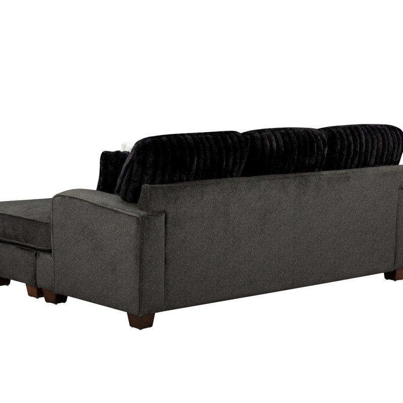 Coussins réversibles Modern, Velours côtelé gris foncé