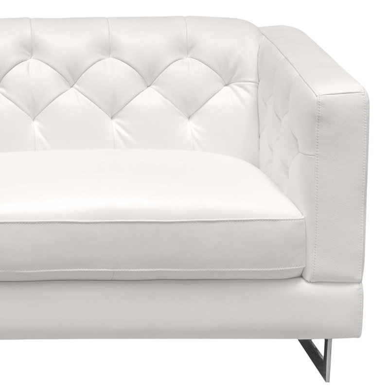 Chaise en cuir fleur Zakara, Cuir véritable blanc