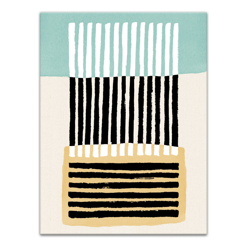 Rayures noires abstraites - Peinture, H 40 po x l 30 po x P 1,25 po, Toile tendue