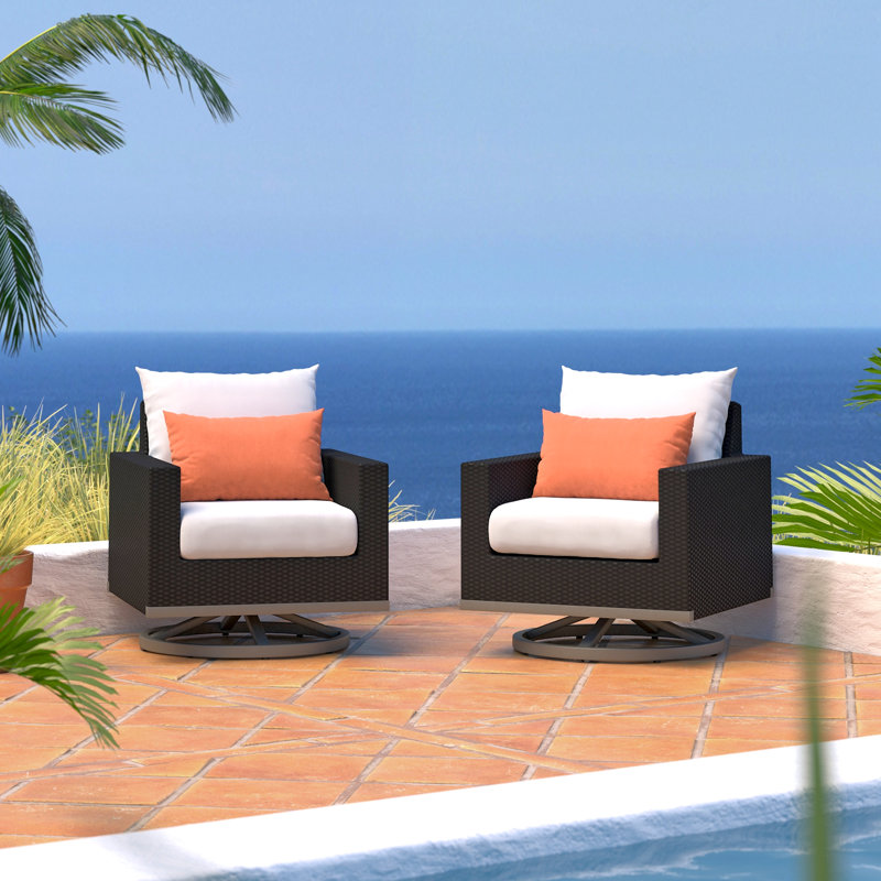 2Pc Sunbrella Outdoor Motion Club Chairs - Red, Grey, Brown, Beige 