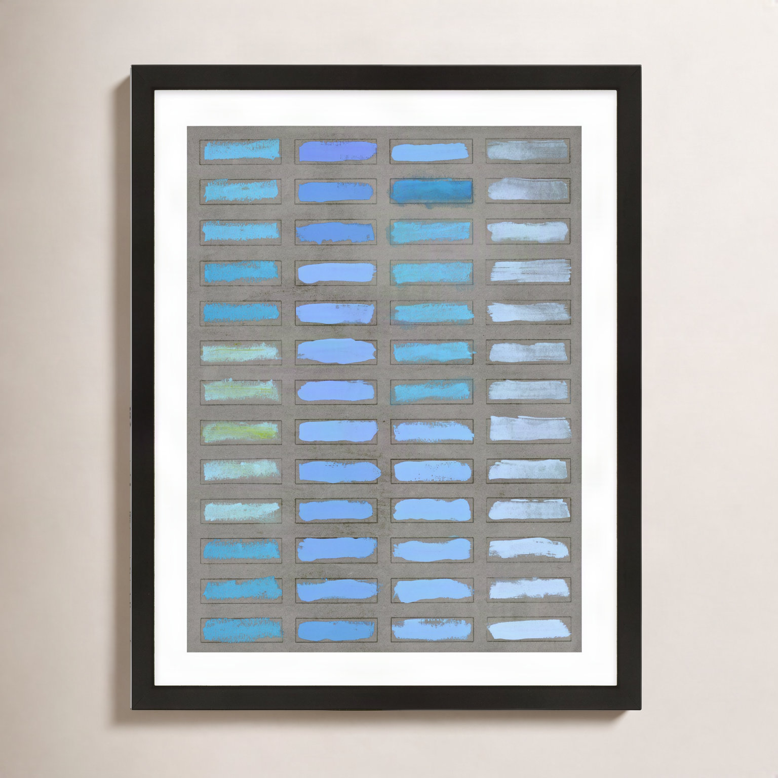 The Blues 2 by Jacques Pilon, 25" H x 20" W x 1.25" D, Black Framed
