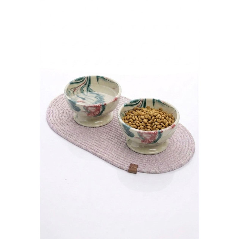 Bol pour nourriture pour animaux, Turquoise / Rouge