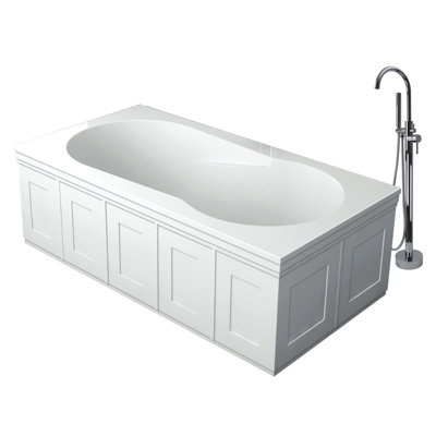 Brookfield 60 " L x 32 " W Freestanding and Mounting / Installation Required Soaking Stone Bathtub with Faucet