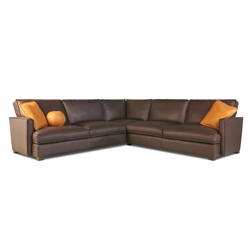 Delano Sectional, Right Hand Facing, Dark Walnut Dreamer Genuine Leather