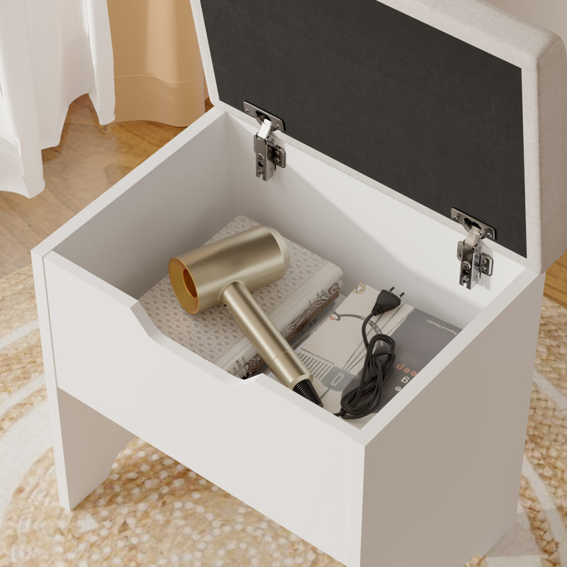 Ensemble coiffeuse avec tabouret et miroir Maspeth