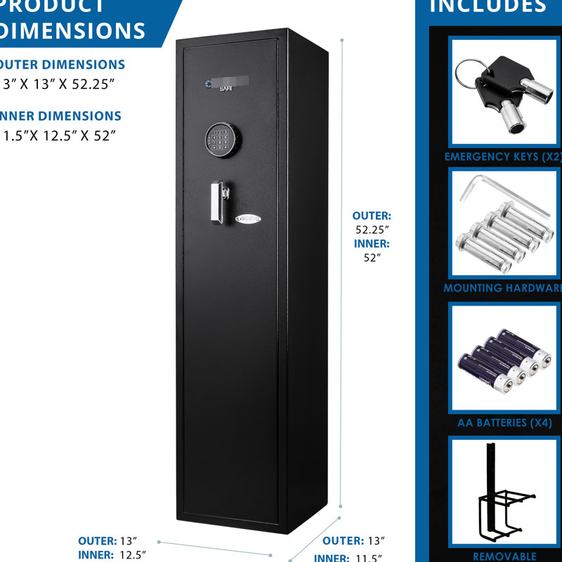 Coffre-fort pour clavier numérique de 4,33 pieds cubes - option de rangement sécurisé. Vaste carabine, munitions et accessoires. Réglages polyvalents pour les entreprises à domicile. Solution de finition en acier noir.