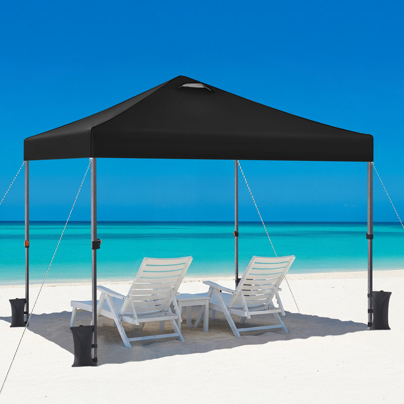 10 Ft. W x 10 Ft. D Steel Party Tent with Adjustable Outdoor Tent, Black